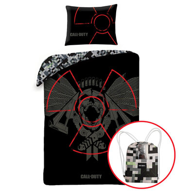 Бавовняна постільна білизна Call of Duty чорний, 140 x 200 см, 70 x 90 см + безплатний подарунок