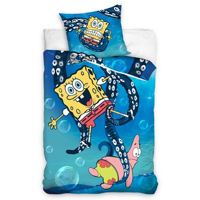 Detské bavlnené obliečky SpongeBob Chobotnica, 140 x 200 cm, 70 x 80 cm