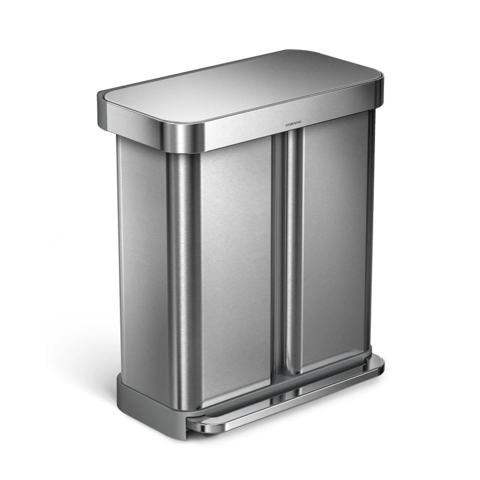 Simplehuman Kosz na śmieci z pedałem do segregacjiodpadów, 58 l, stal szczotkowana, FPP