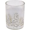 Sklenený svietnik so sviečkou Zimná krajina 10,5 cm, biela