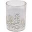 Sklenený svietnik so sviečkou Zimná krajina 10,5 cm, biela