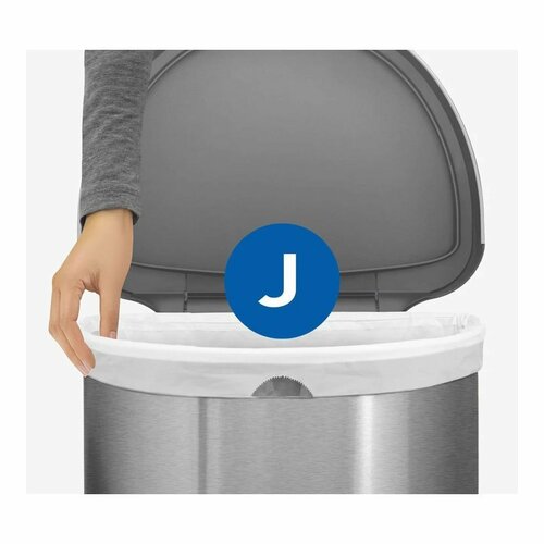 Simplehuman Półokrągły kosz na śmieci z pedałem iramką ze stali nierdzewnej, 45 l, czarny