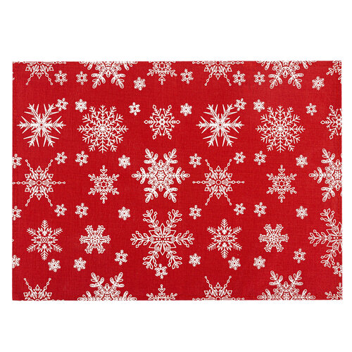 Napron de Crăciun Fulg de zăpadă, roșu, 32 x 45 cm, set 2 buc.