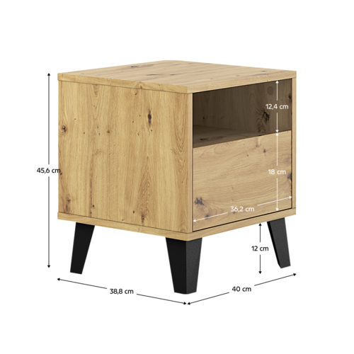 Éjjeliszekrény BOGAN 1S, tölgyfa artisan