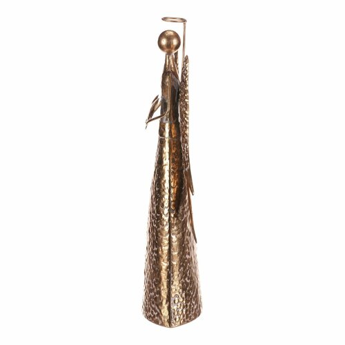 Decorație metalică de Crăciun Înger 42 cm cuinimă, auriu