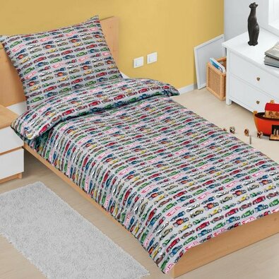 Bellatex Junior Formule szürke pamut ágynemő, 140x 200 cm, 70 x 90 cm