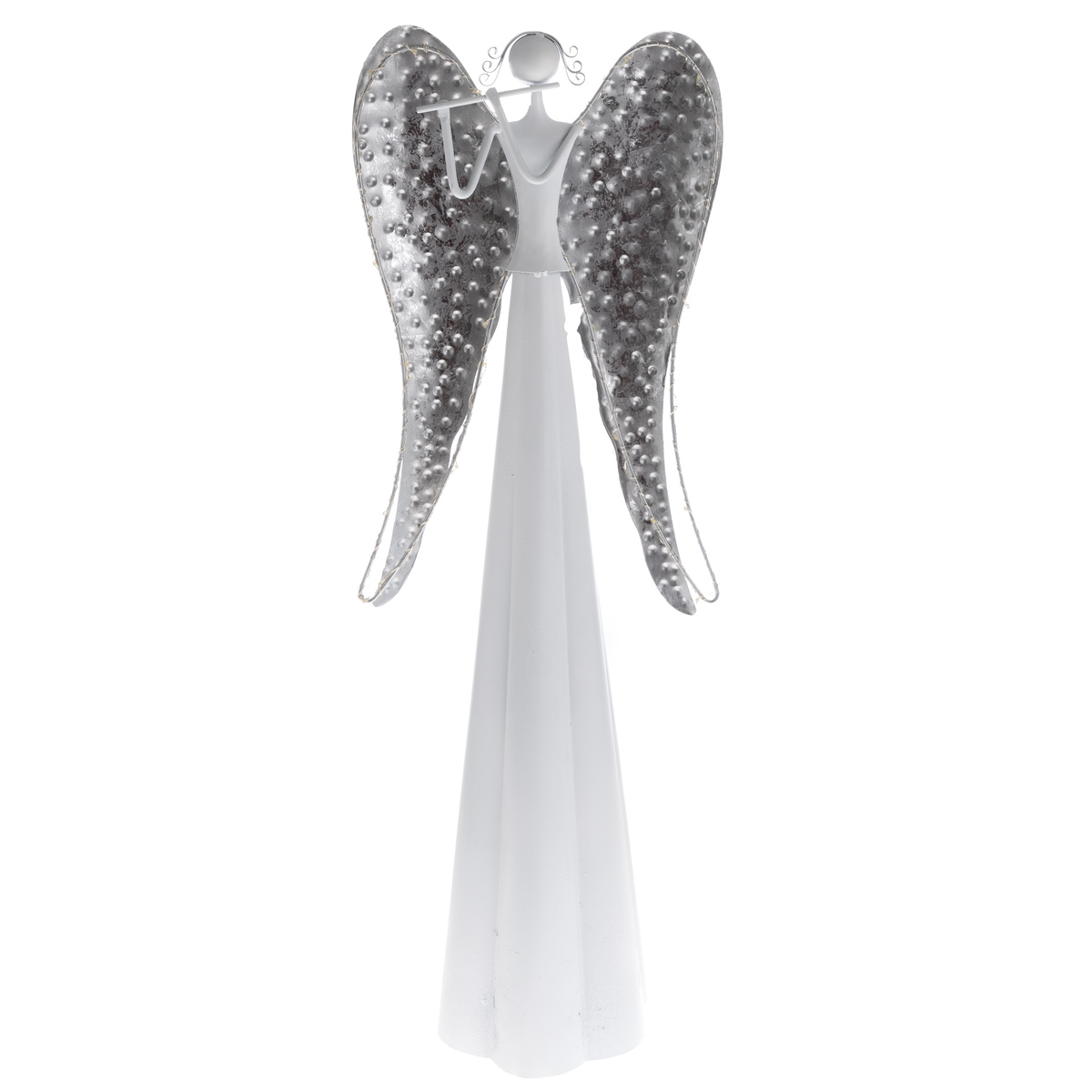 Metalowy anioł ze świecącymi skrzydłami, 64 cm, światło LED