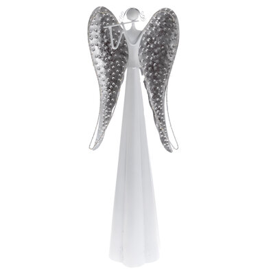 Înger metalic cu aripi luminoase, 64 cm, lumină LED