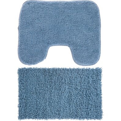 Komplet dywaników łazienkowych niebieski , 50 x 70 cm, 40 x 50 cm