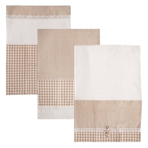 Orion Kuhinjska krpa Dot darilni set 3 kosov, bež