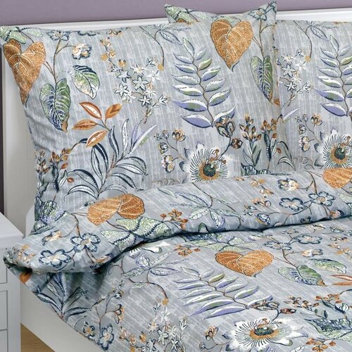 Bellatex Baumwollbettwäsche Blätter lila, 140 x 220 cm, 70 x 90 cm