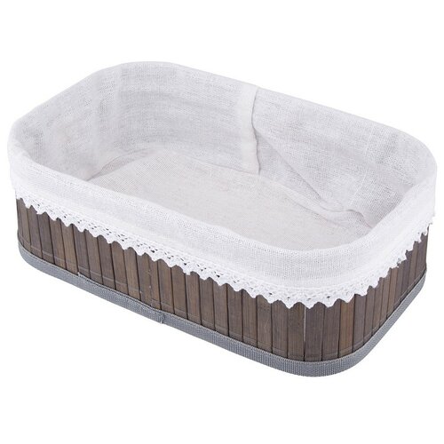 Altom Coș de depozitare din bambus cu dantelă, 25x 15 x 8 cm, S
