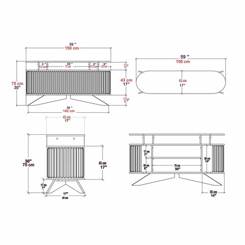 Stor Oak and White konzolasztal