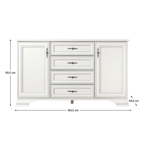 Komoda KENTAKT KOM2D4S, alpská biela
