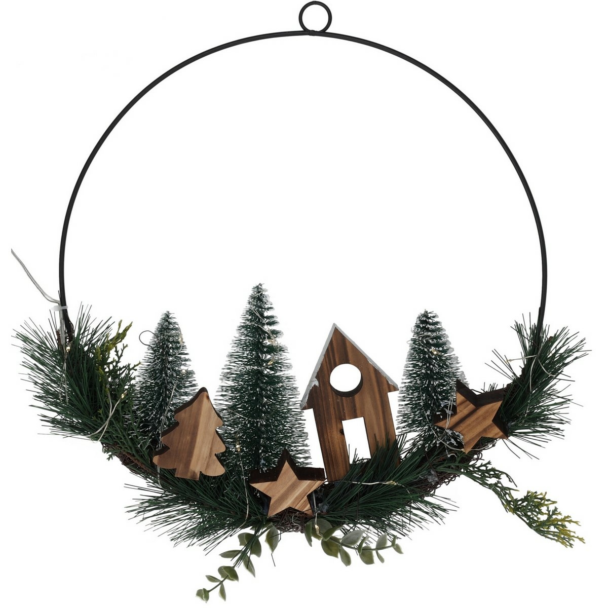 Christmas ring karácsonyi lógó LED dekoráció, 30 cm
