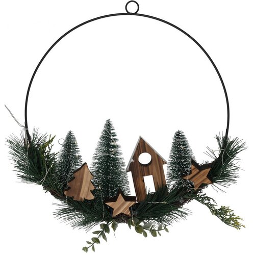 Decorațiune de Crăciun suspendată cu LED, Christmas ring, 30 cm