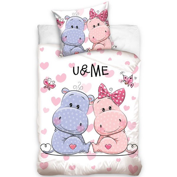 TipTrade Bavlnené obliečky U & Me Hrošíci, 140 x 200 cm, 70 x 90 cm