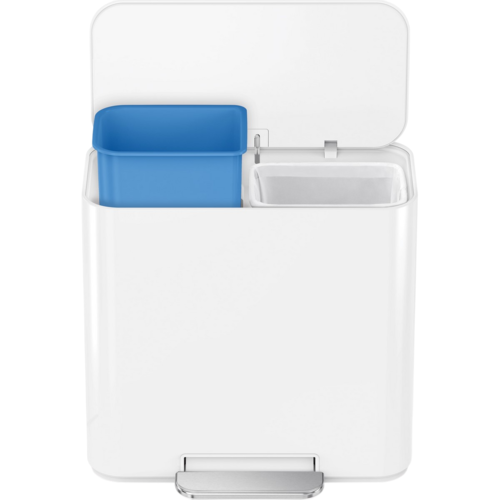 Simplehuman Mini kosz na śmieci z pedałem dosegregacji odpadów 15 l, biały