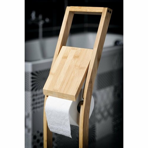 AQUALINE BI026 Bambus stojan s držákem na toaletnípapír a WC štětku, hranatý