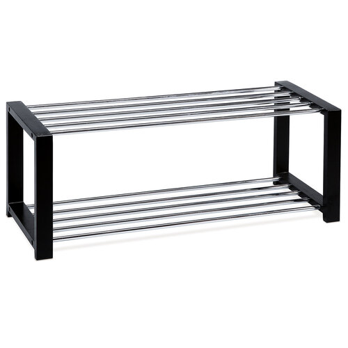 Schuhregal 2 Etagen, schwarz, 80 x 30 x 32 cm