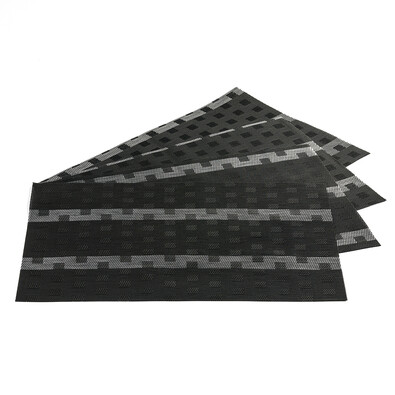 Podkładki na stół Grid czarne, 30 x 45 cm, 4 szt.