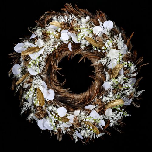 Vencek iz petelinjih peres, sv. rjava, pr. 20 cm