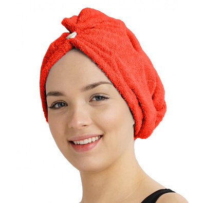 Szybkoschnący turban do włosów frotte czerwony