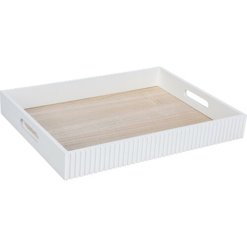 Set de tăvi de servire Stripes albe, 2 buc