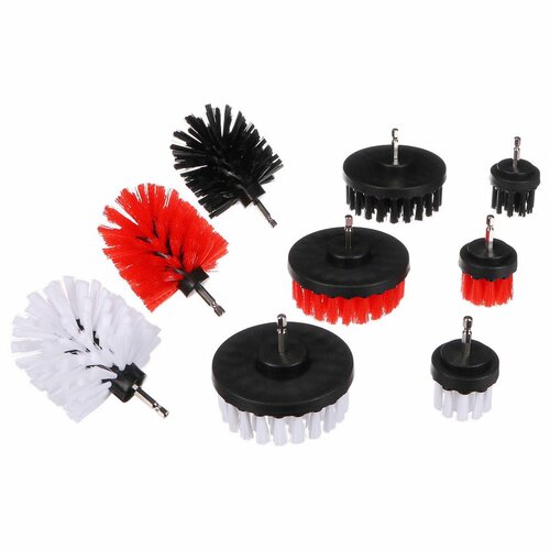 Sixtol Набір щіток для дриля для чищенняавтомобіля CAR DETAILING DRILL BRUSH 9, 9 шт.