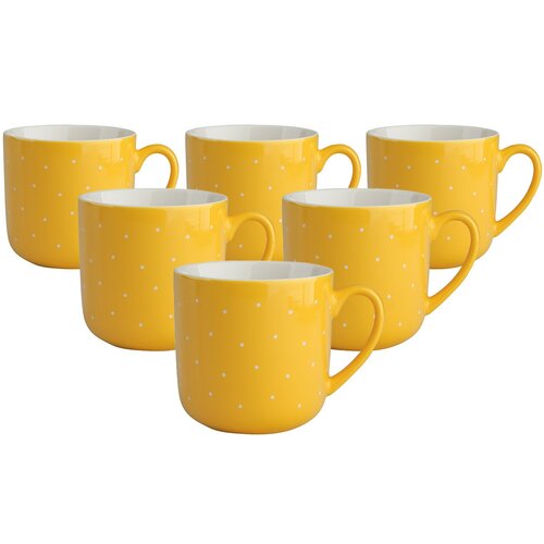 Altom Pöttyös porcelánbögre szett, 300 ml, 6 db, sárga