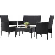 Aldotrade Rattanowy zestaw ogrodowy GardenLine, czarny + kremowe siedziska