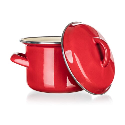 Banquet Emailed pot with lid Milton red, 12 cm,0.78 l
