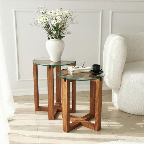 Beistelltisch-Set Amalfi Walnut, 2 Stück