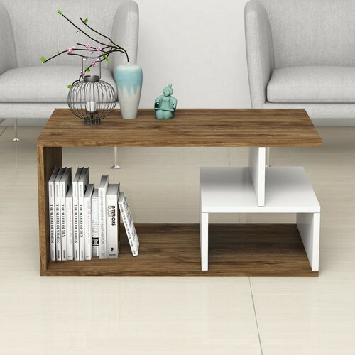 Konferenčný stolík Arte White and Dark Walnut