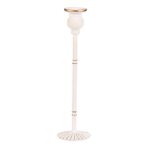 Kovový svícen na kónickou svíčku, 30 cm, bílá