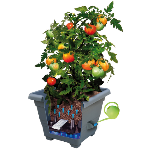 Jardinieră cu auto-irigare Plastia Bergamot 35 x 35 cm, maro