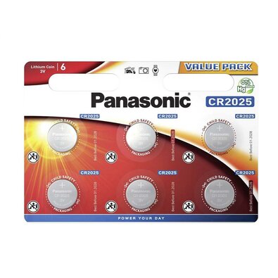 Panasonic CR-2025EL/6BW akkumulátor készlet, 6 db