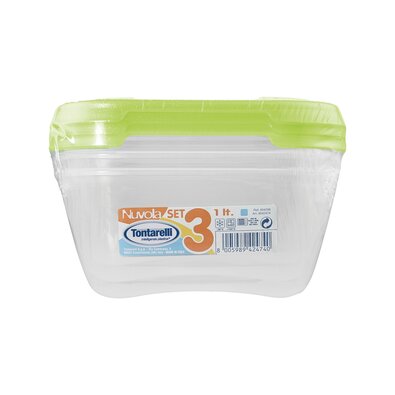 Set de caserole de plastic Tontarelli pentru alimente 3 x 1 l, verde