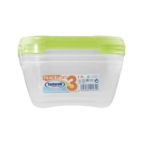 Set de caserole de plastic Tontarelli pentrualimente 3 x 1 l, verde