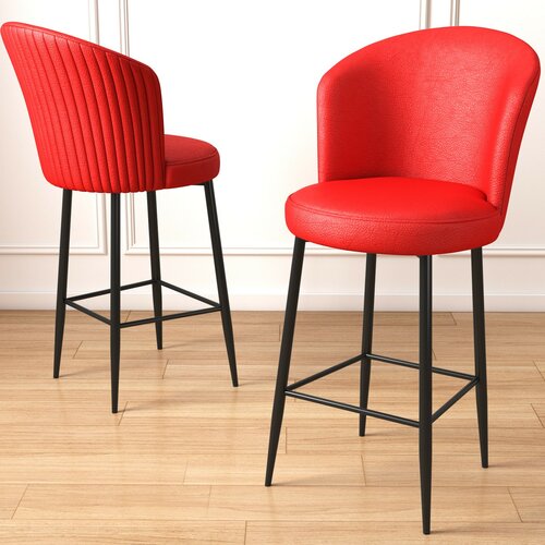 Barstuhl-Set Uras Red and Black, 6 Stück