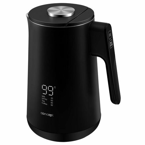 Fierbător digital Concept RK3340 din oțel inoxidabil, 1,7 l INTUITIVE, negru