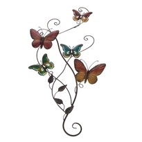 Ścienna dekoracja metalowa Kolorowe motyle, 38 x 74 x 3 cm