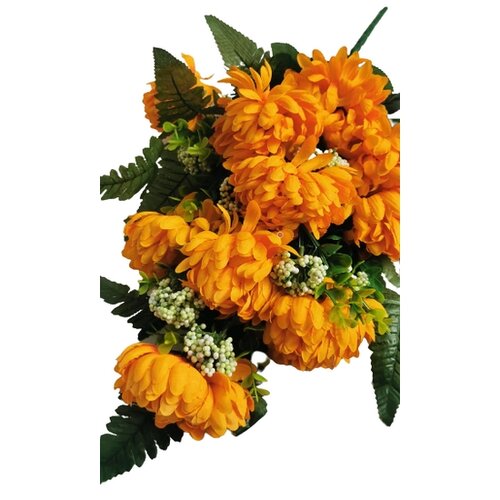 Buchet artificial Crizanteme, portocaliu, înălțime 60 cm