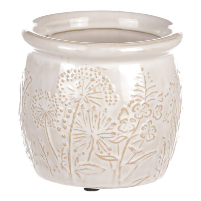 Ghiveci ceramic pentru flori de câmp, bej,diametru 11 cm x 10 cm