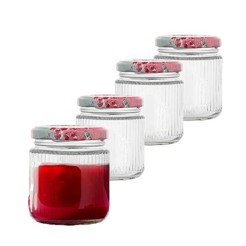 Altom Steklenice za vlaganje s pokrovom in nalepko200 ml, 4 kos