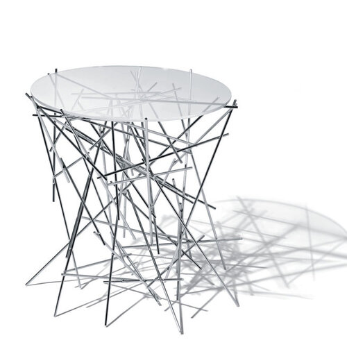 Blow Up stolek 44 x 45 cm, stříbrný