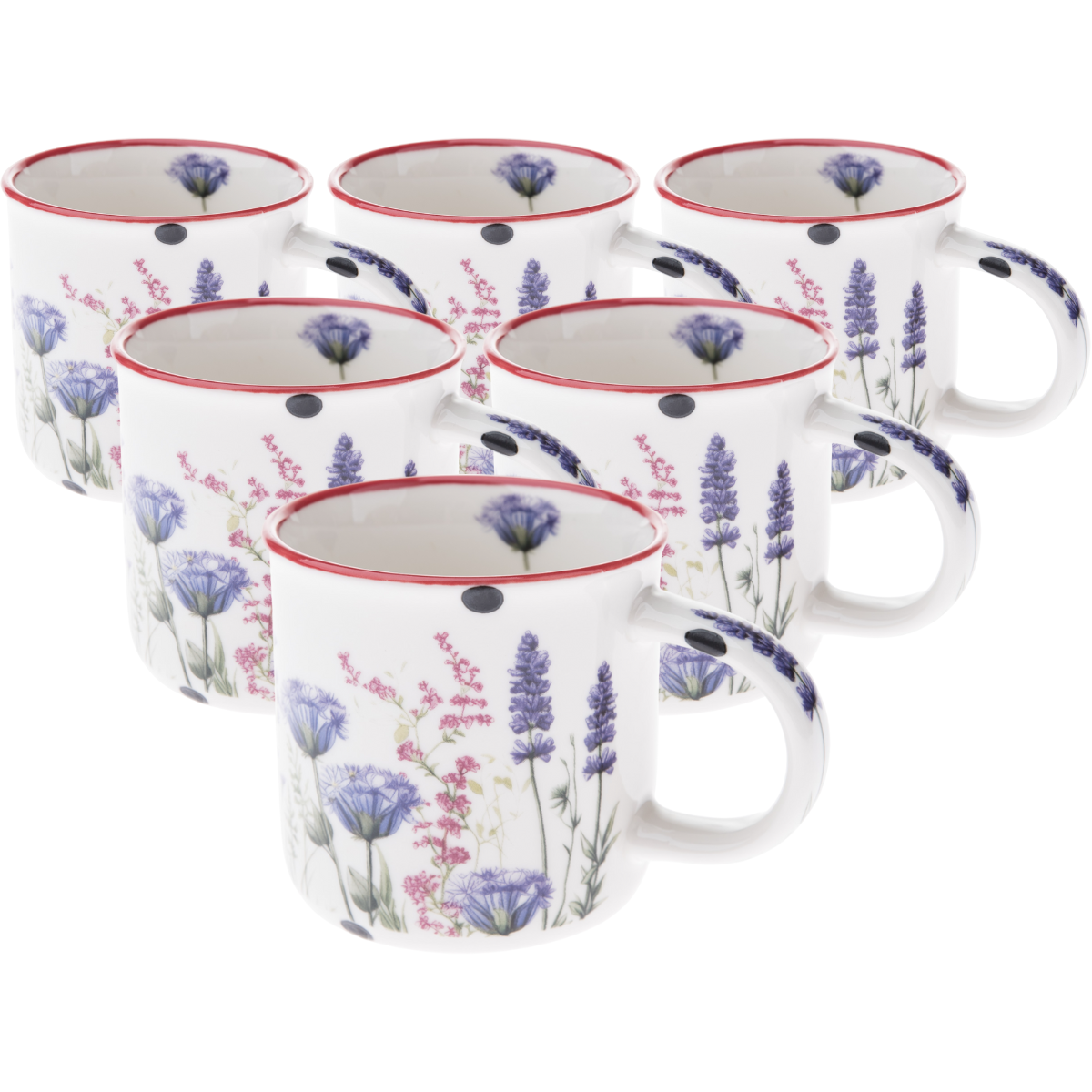 Set de 6 căni din porțelan Pajiște de vară 230 ml, mov