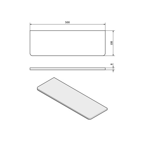 SAPHO 23481 Wandregal 50 x 10 x 0,8 cm, klares Glas