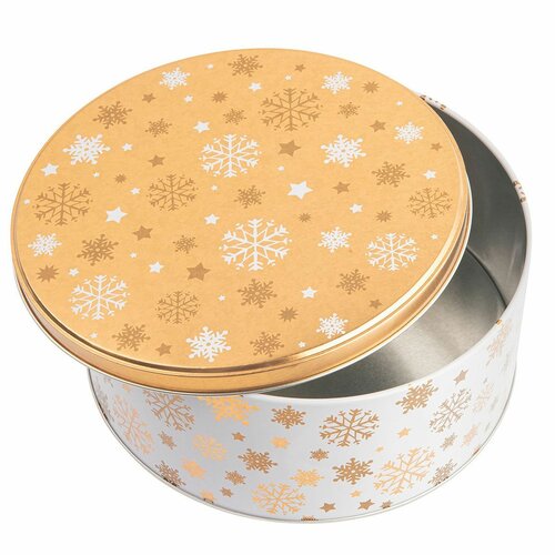 Altom Zestaw świątecznych pojemników blaszanych Golden Snowflakes, 3 szt.