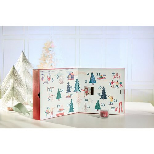 Yankee Candle Adventná kniha/kalendár 2025, votívna sviečka 12 ks, čaj.sviečka 12 ks + svietnik